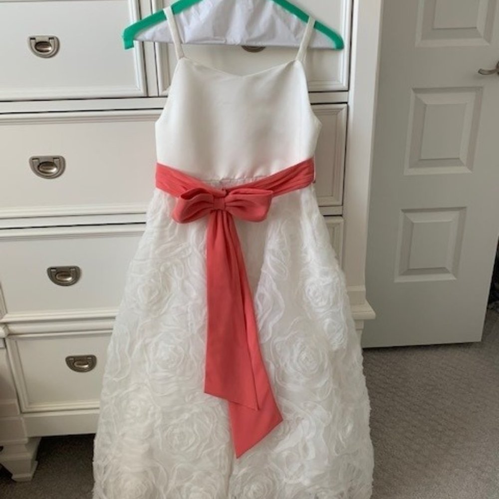 Bari Jay Flower Girl Dress- Ivory/Coral Size 10